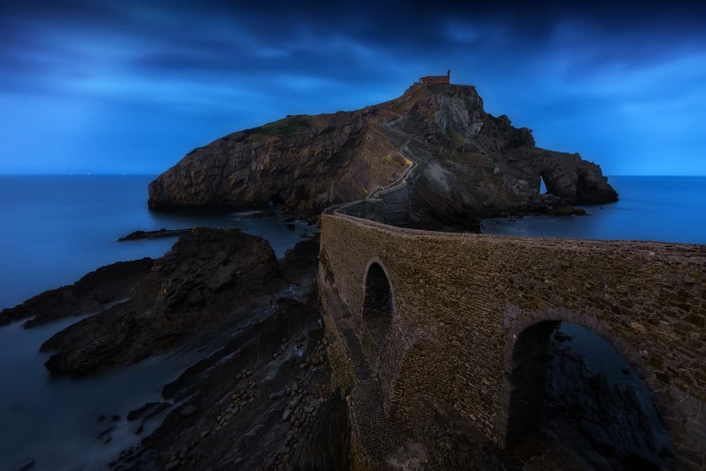 Blue Hour Gaztelugatxe Path by Cesar Alvarez Osorio — canvas wall art