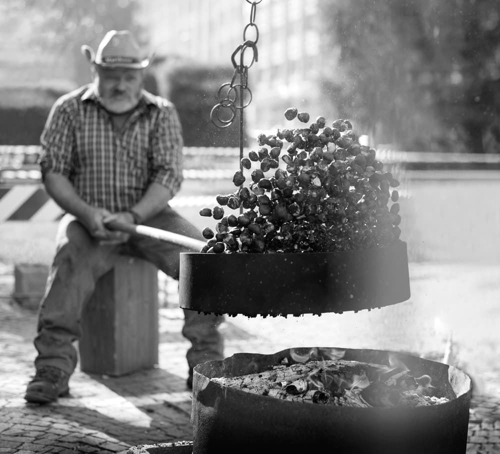 Roasting Chestnuts Street Food by Giorgio Toniolo — canvas wall art