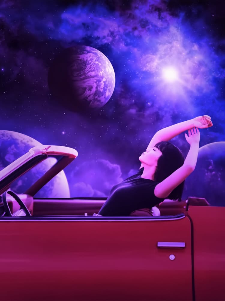 Cosmic Night Drive by Ritvik takkar — canvas wall art