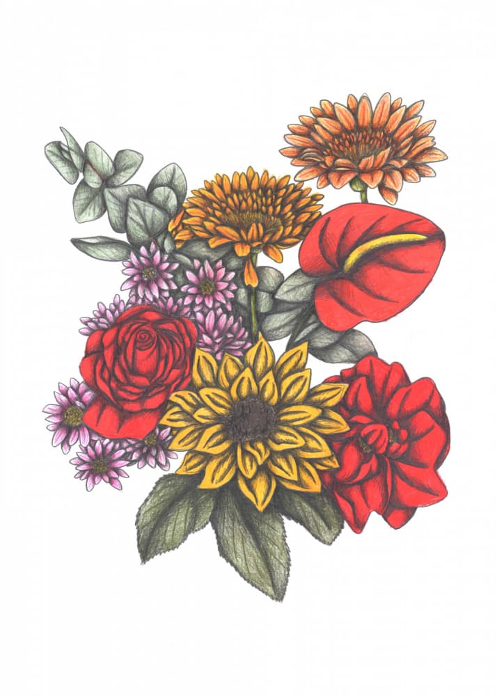 Vibrant Floral Bouquet by Cecilia Battaini — canvas wall art
