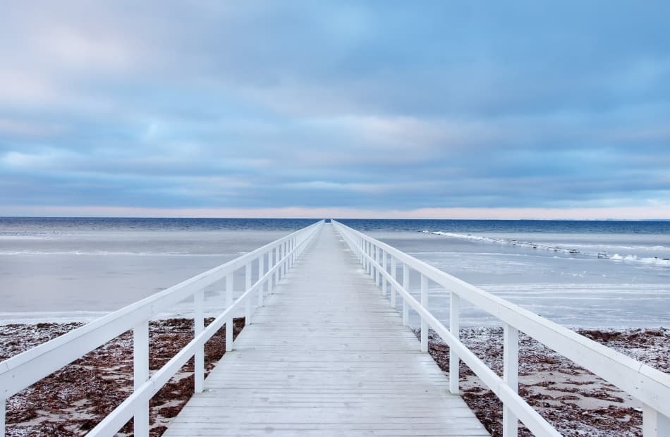 White Pier Winter Ocean