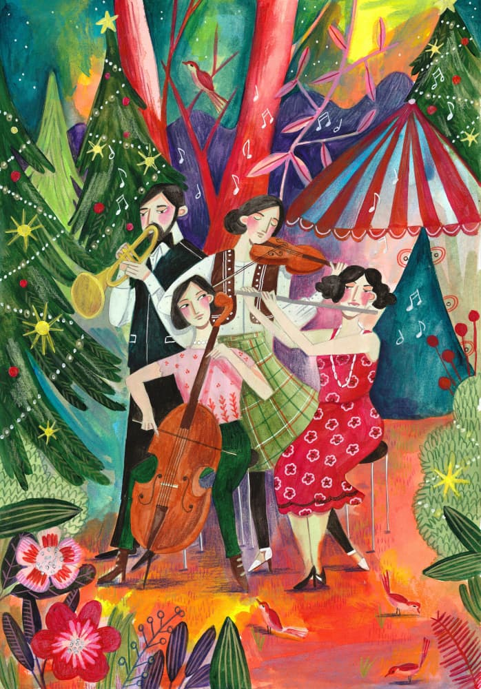 Christmas music in the forest by Caroline Bonne Müller — canvas wall art