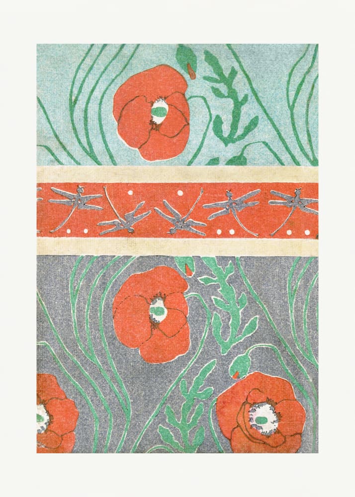 Poppies (1908) Boarder by Goyo Hashiguchi — canvas wall art