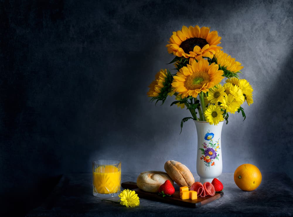 Sunflower Breakfast Still Life by Jie Fischer — canvas wall art