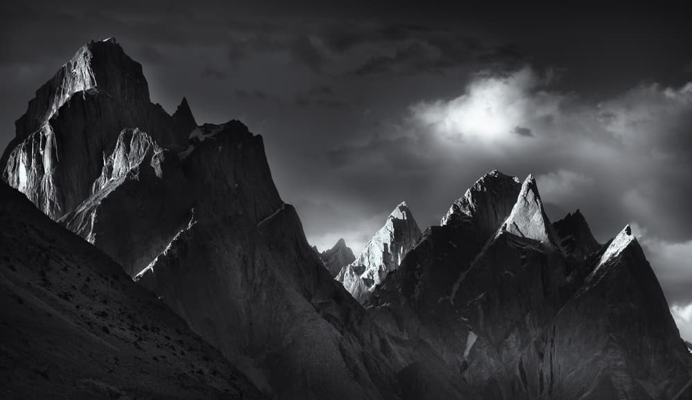 Dramatic Mountain Peaks by FEI SHI — canvas wall art