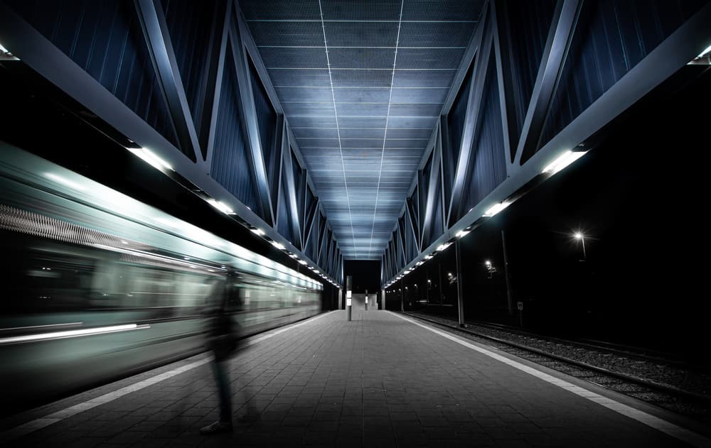 Speeding Night Train by Jörg  Vollrath — canvas wall art