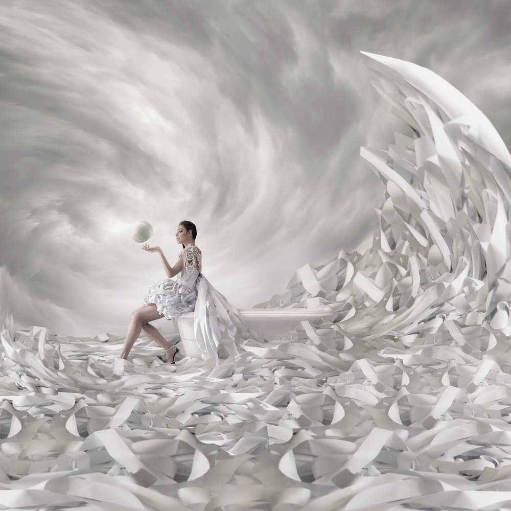 Ethereal Woman White Dream by hardibudi — canvas wall art
