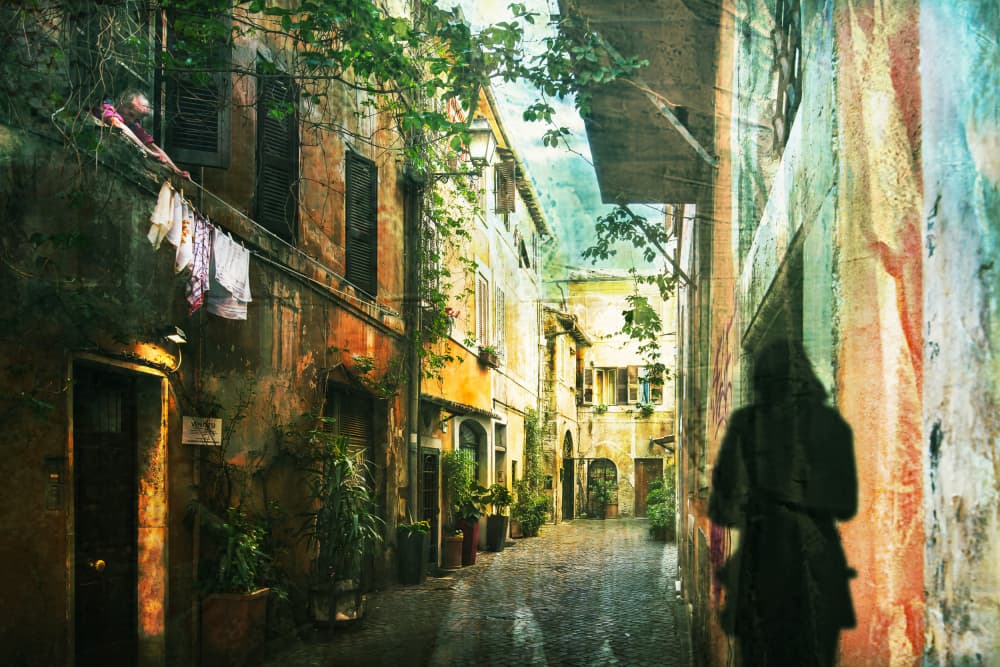 Charming Old Town Alley by Nicodemo Quaglia — canvas wall art