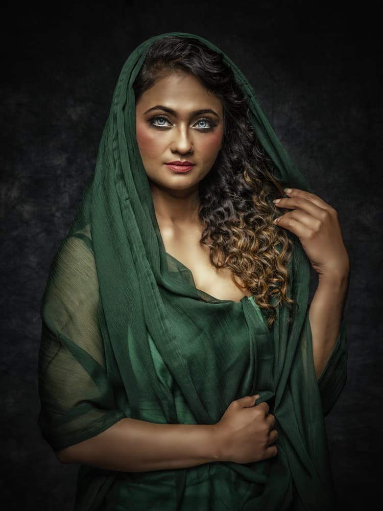 Soulful Green Portrait by PARTHA BHATTACHARYYA — canvas wall art