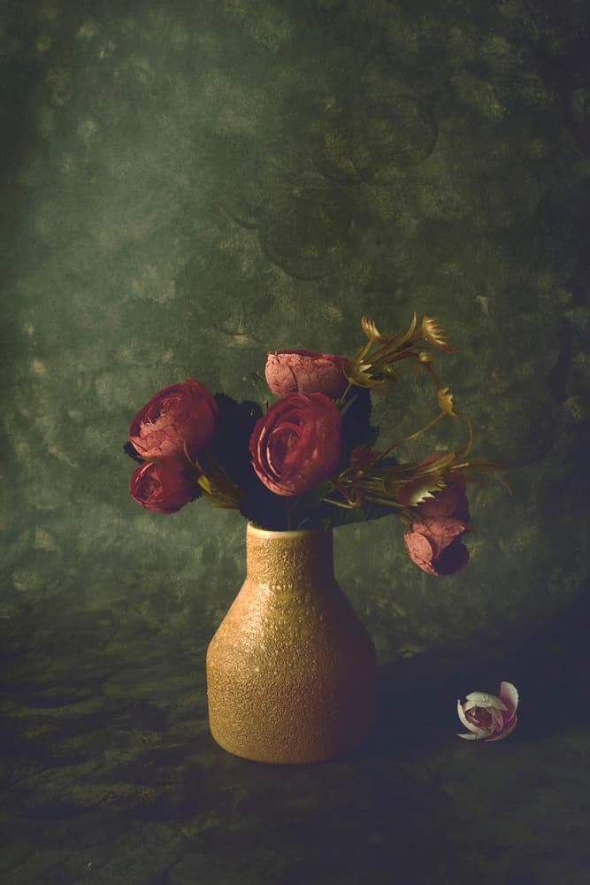 Dark Floral Still Life by Cicek Kiral — canvas wall art