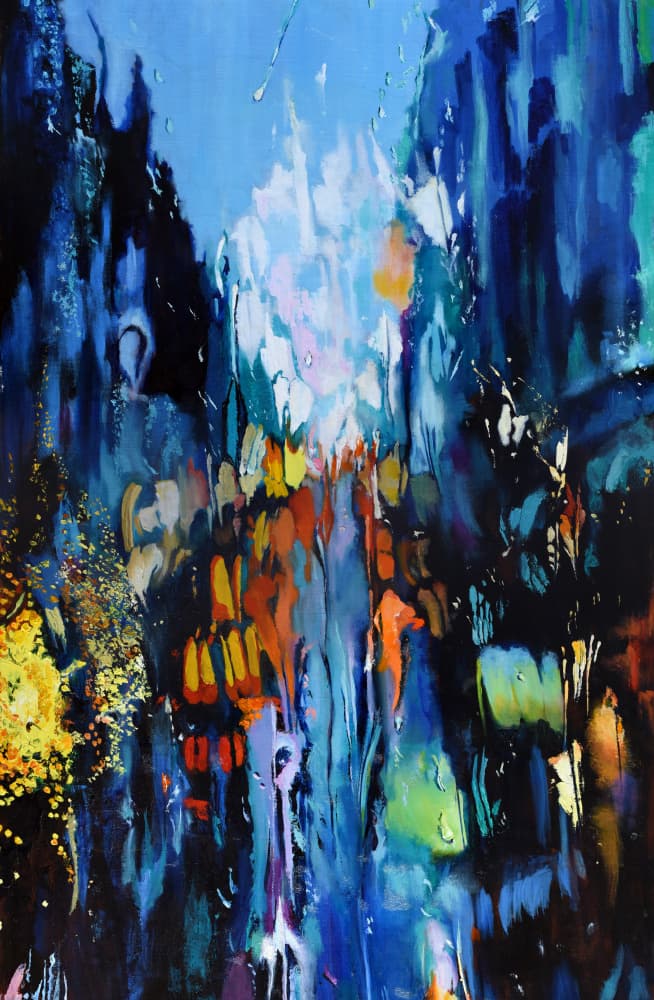 Abstract City Lights by Maxine Shore — canvas wall art