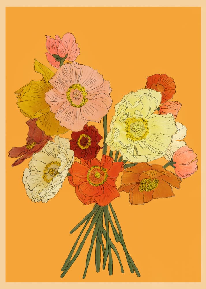 Colorful Poppy Bouquet by Nadjaa — canvas wall art