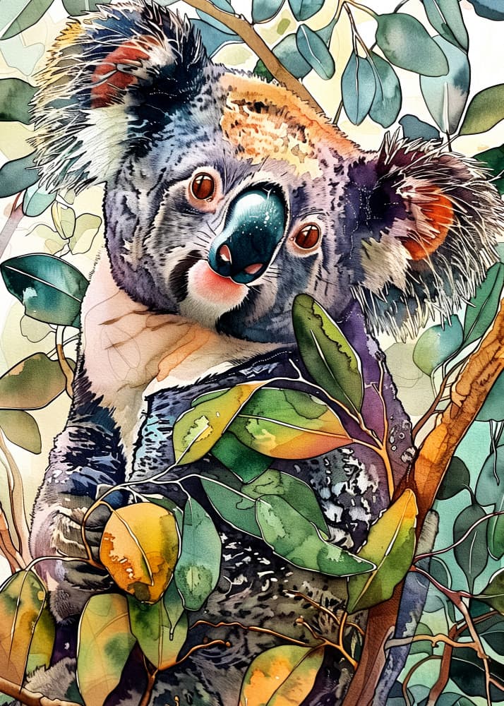 Curious Koala Portrait by Justyna Jaszke — canvas wall art