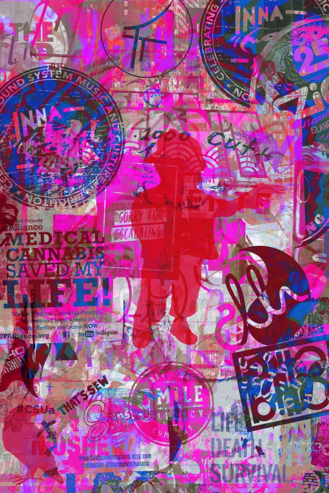 Vibrant Urban Protest Collage by Simon Goggin — canvas wall art