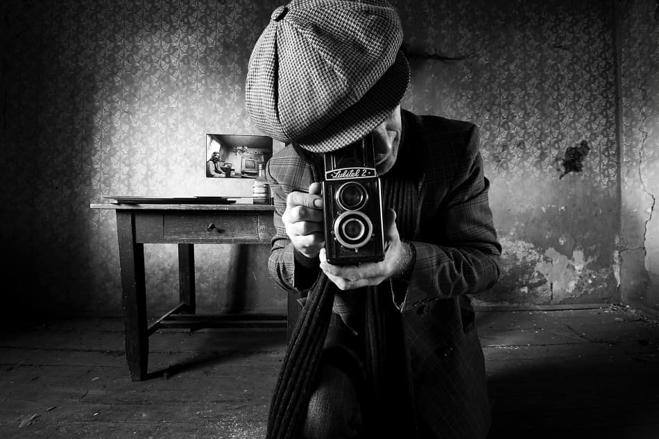 Vintage Camera Photographer by mario grobenski - psychodaddy — canvas wall art