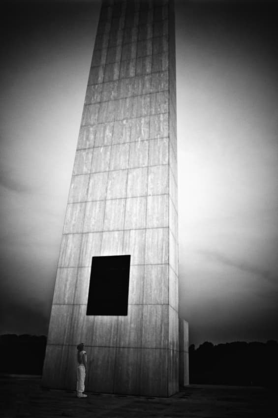 Towering Monument Solitary Figure by Juraj Čičatko - (ASON) — canvas wall art