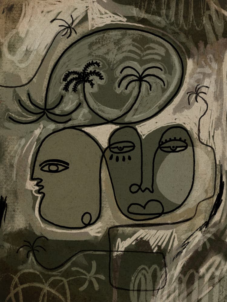 Unwind Along the Palm Path by Shatha Al Dafai — canvas wall art