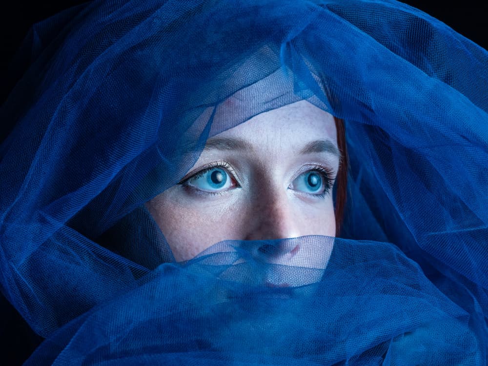 Mysterious Blue Eyes by Sam SDFMedia — canvas wall art