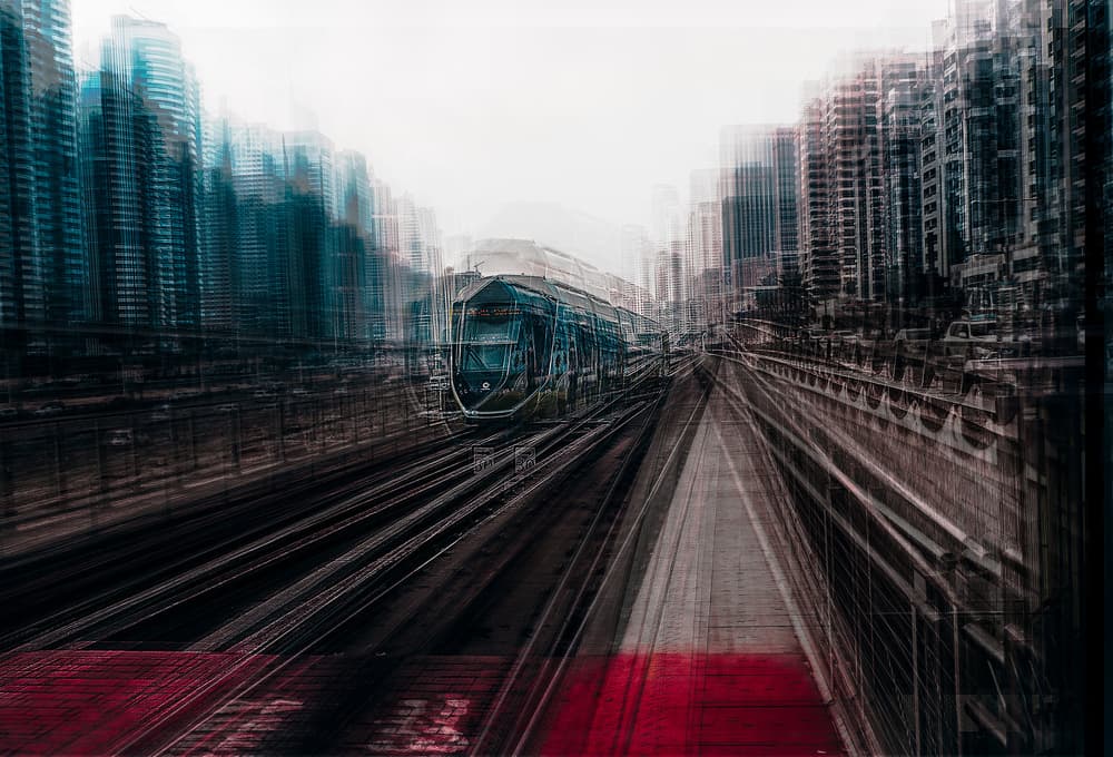 Dynamic City Train by Carmine Chiriacò — canvas wall art