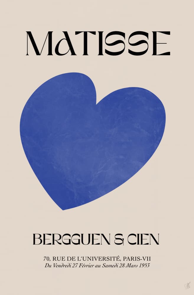 Blue Abstract Heart by Anne-Marie Volfova — canvas wall art