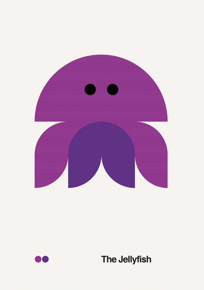 Playful Purple Jellyfish by David Vineïs — canvas wall art