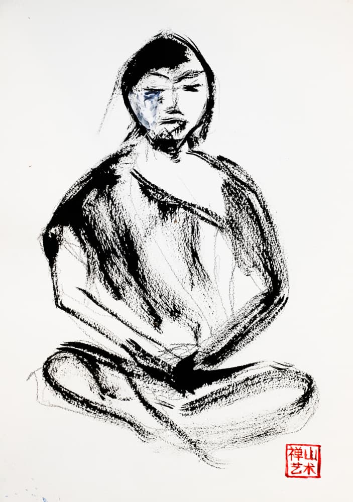 Meditating Zen Monk by RodMacIver — canvas wall art