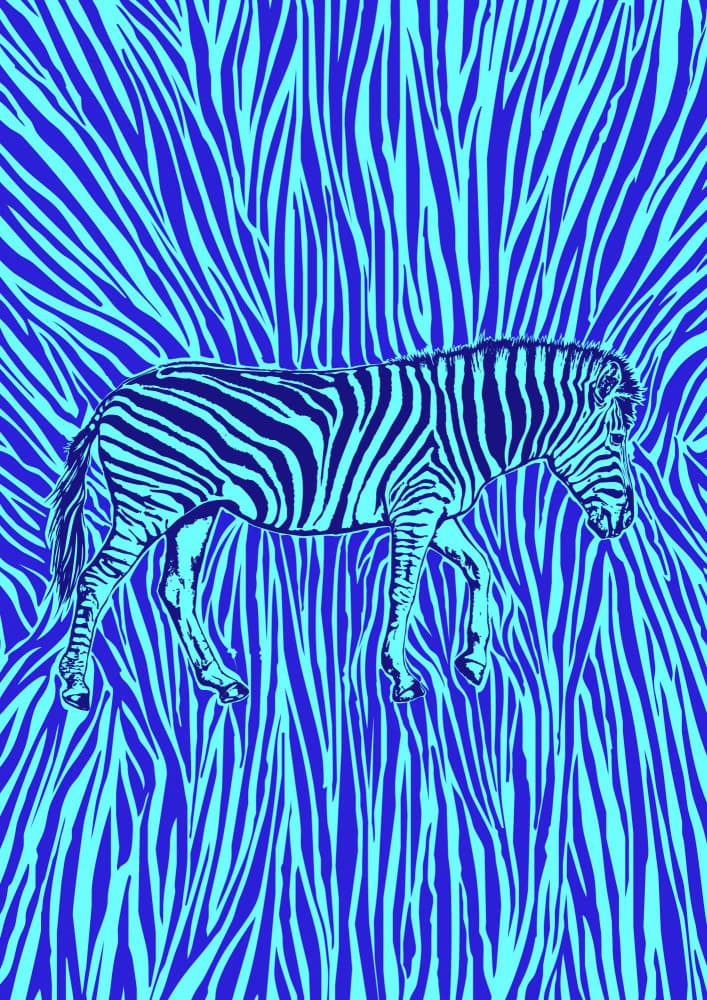 Vibrant Blue Zebra by Carlo Kaminski — canvas wall art