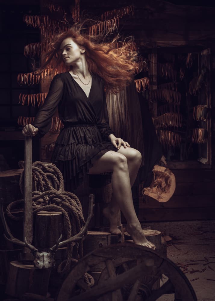 Dramatic Redhead Rustic Beauty by Robert Girmencea — canvas wall art