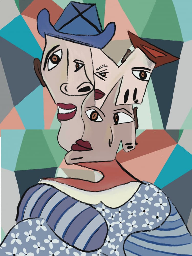 Colorful Cubist Portrait by GIovanna Gil Alves — canvas wall art