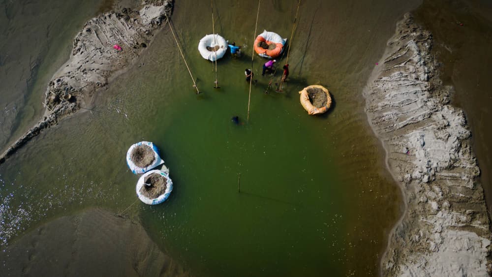 River Sand Mining by Md. Arifuzzaman — canvas wall art
