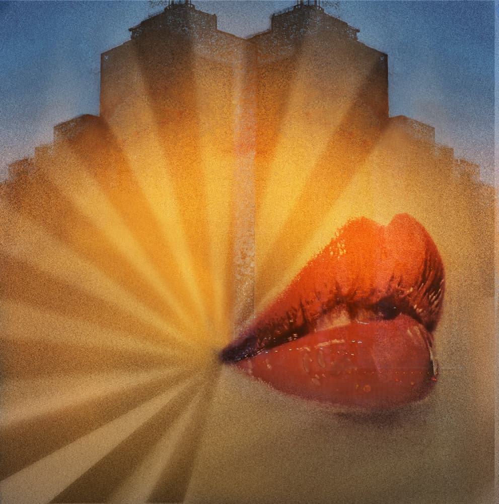 Red Lips Sunburst by Peter Hammer — canvas wall art