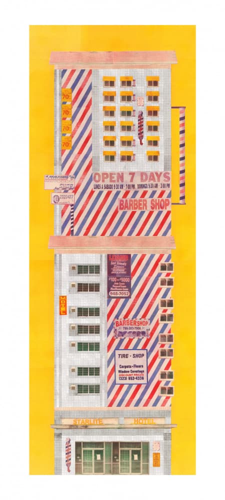 Classic Barber Pole Building by Noa Defesche — canvas wall art