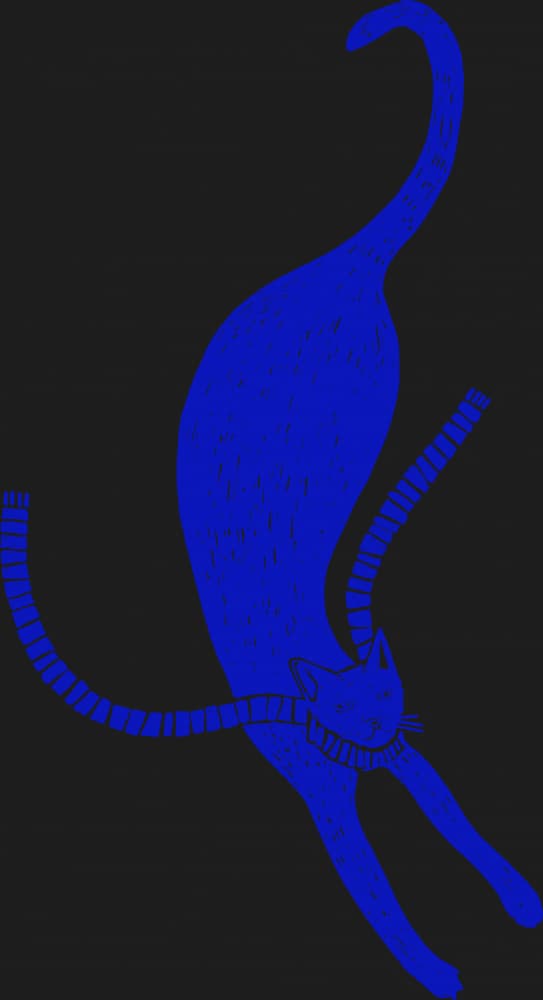 Blue Stretching Cat by Rosana Laiz Blursbyai — canvas wall art