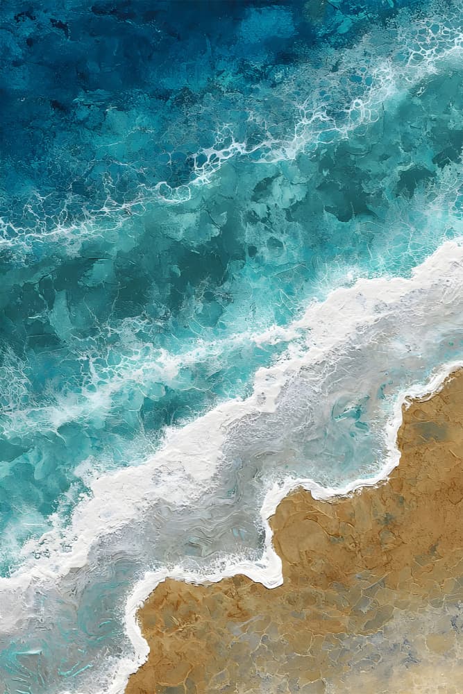 Aerial Turquoise Ocean Shore by Miguel Bruzual — canvas wall art