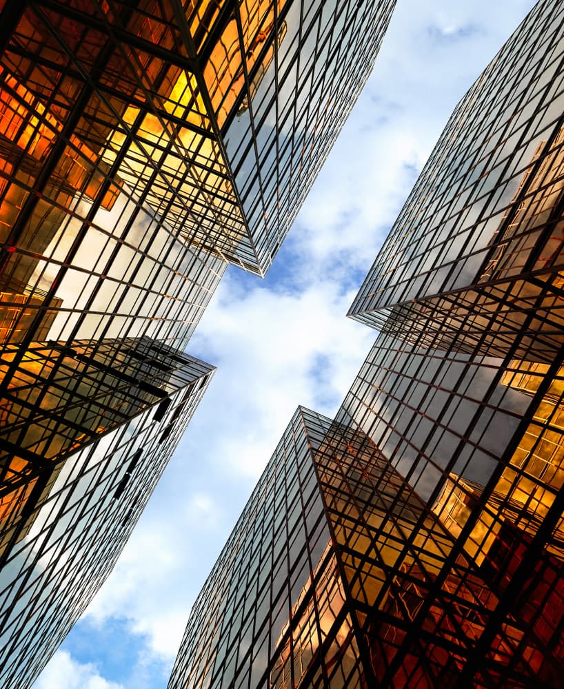 Golden Glass Skyscrapers by Fabrizio Massetti — canvas wall art