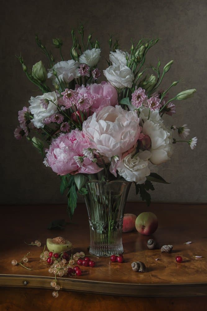 Peonies and Summer Fruit by Anna Petina — canvas wall art
