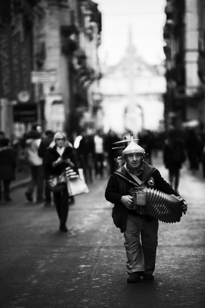 Street Accordion Player by Julien Oncete — canvas wall art