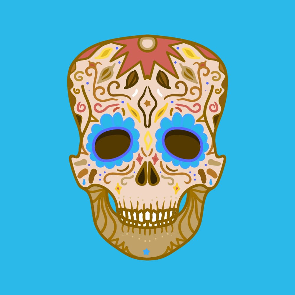 Vibrant Sugar Skull by Marika Barsrsind — canvas wall art