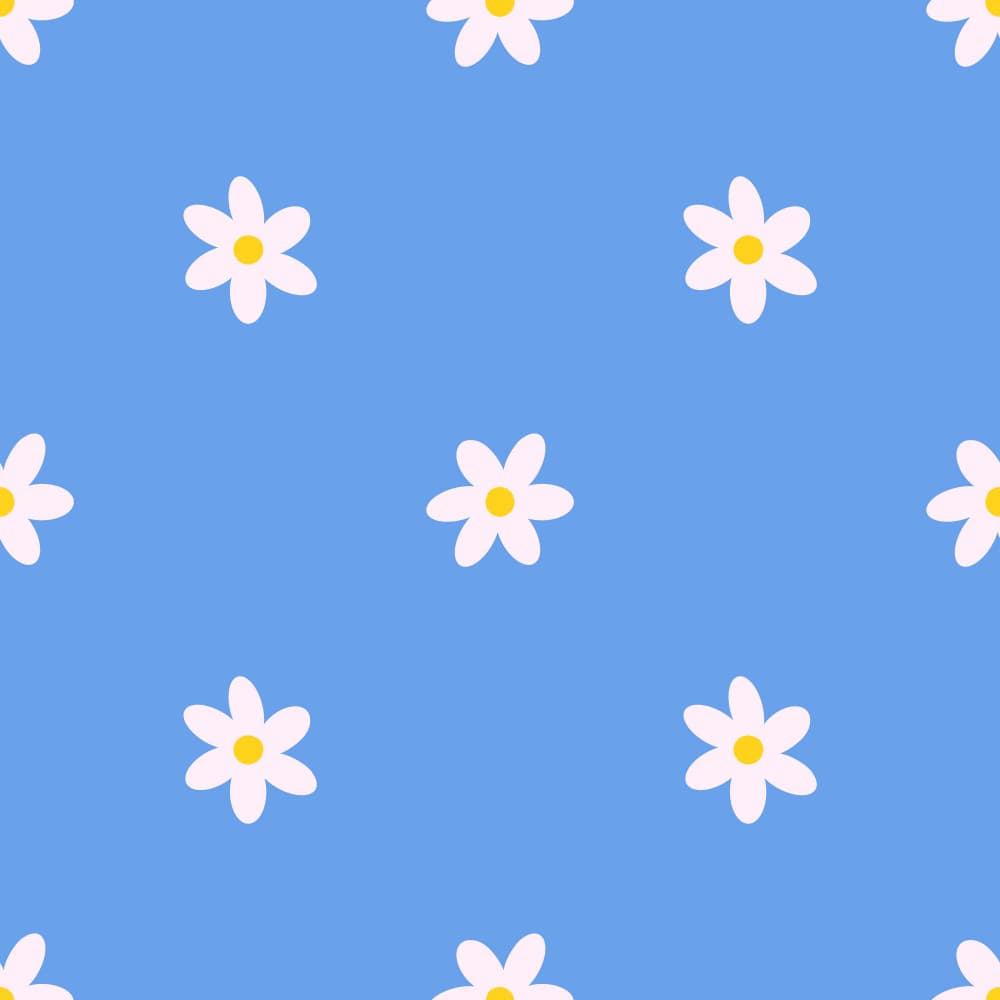 White Flowers On Blue Pattern by Carolina Rowlinson — canvas wall art