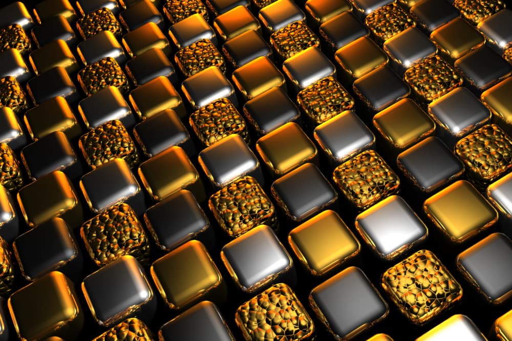 Golden Silver Cubes by Rafal Kulik — canvas wall art
