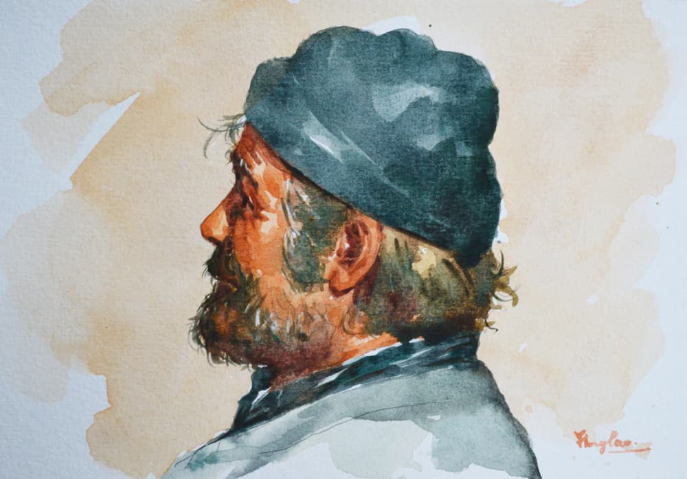 Rugged Man Profile by Hongtao Huang — canvas wall art