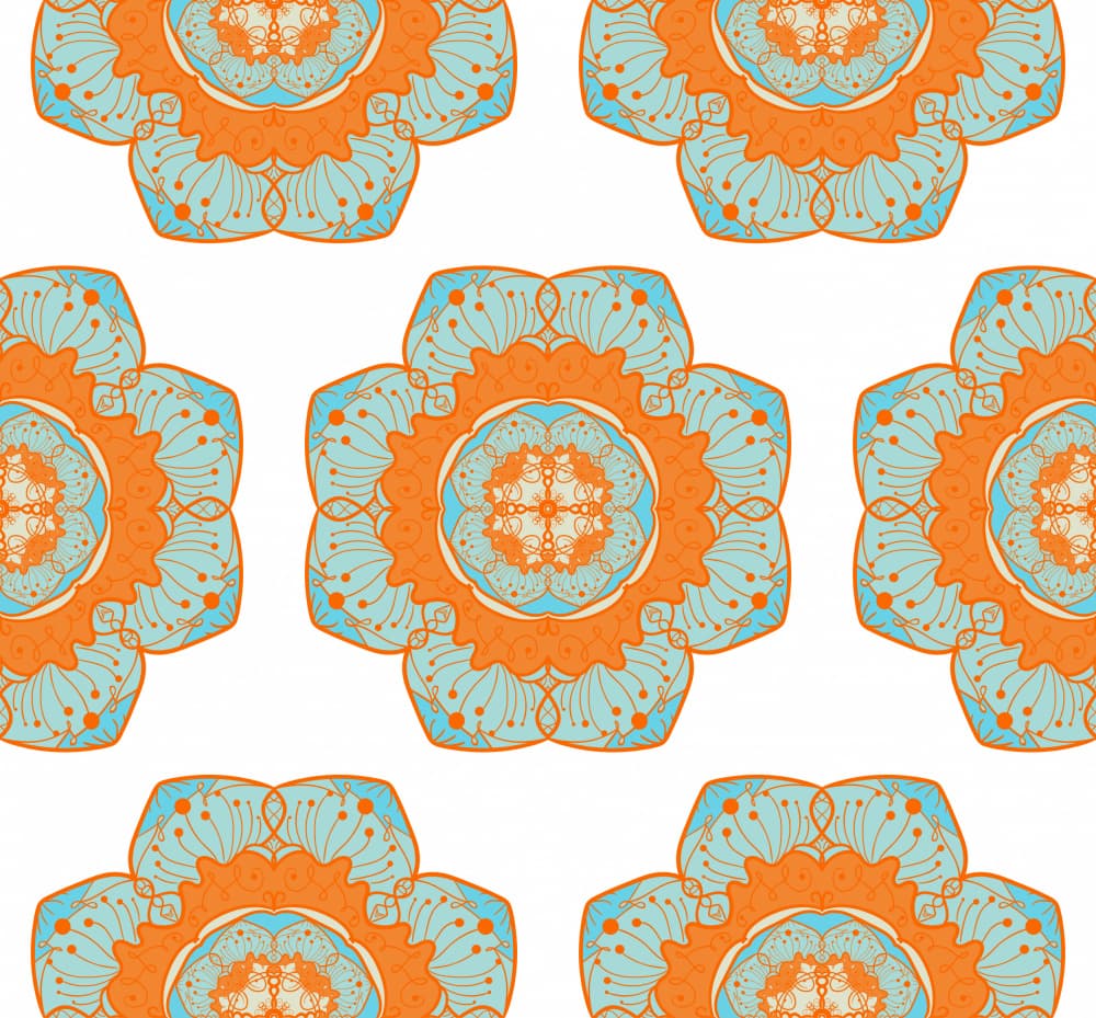 Orange Blue Mandala Pattern by Marika Barsrsind — canvas wall art