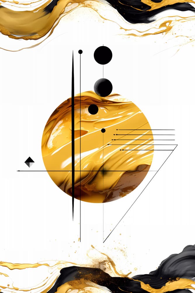 Golden Fluid Geometry by Rafal Kulik — canvas wall art