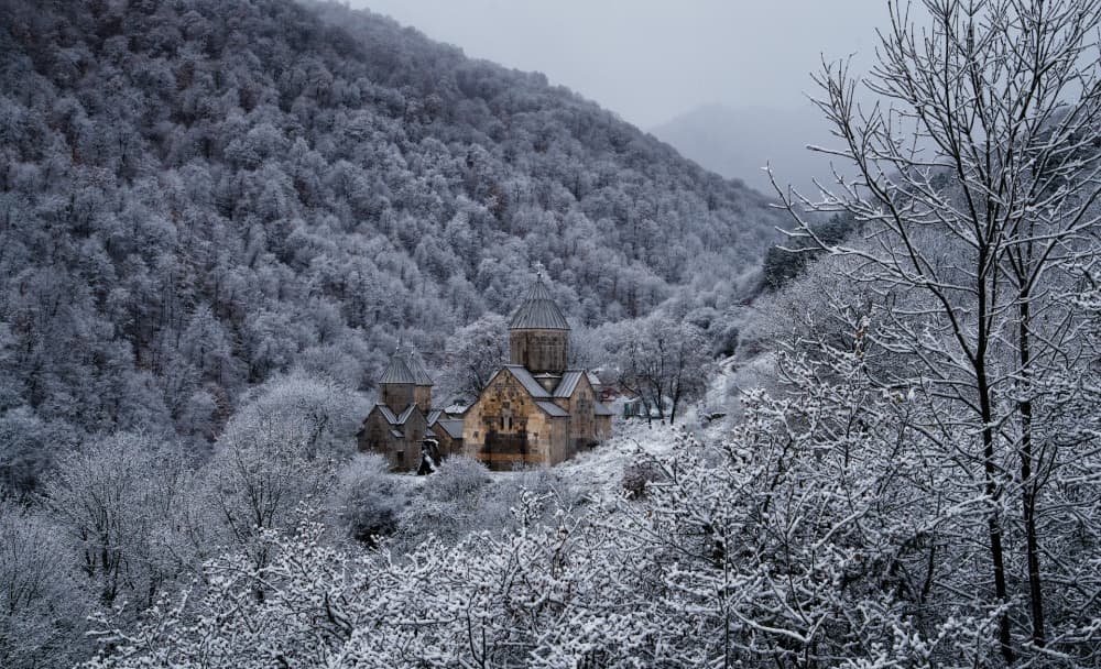 Snowy Mountain Monastery by Alexey Kharitonov — canvas wall art