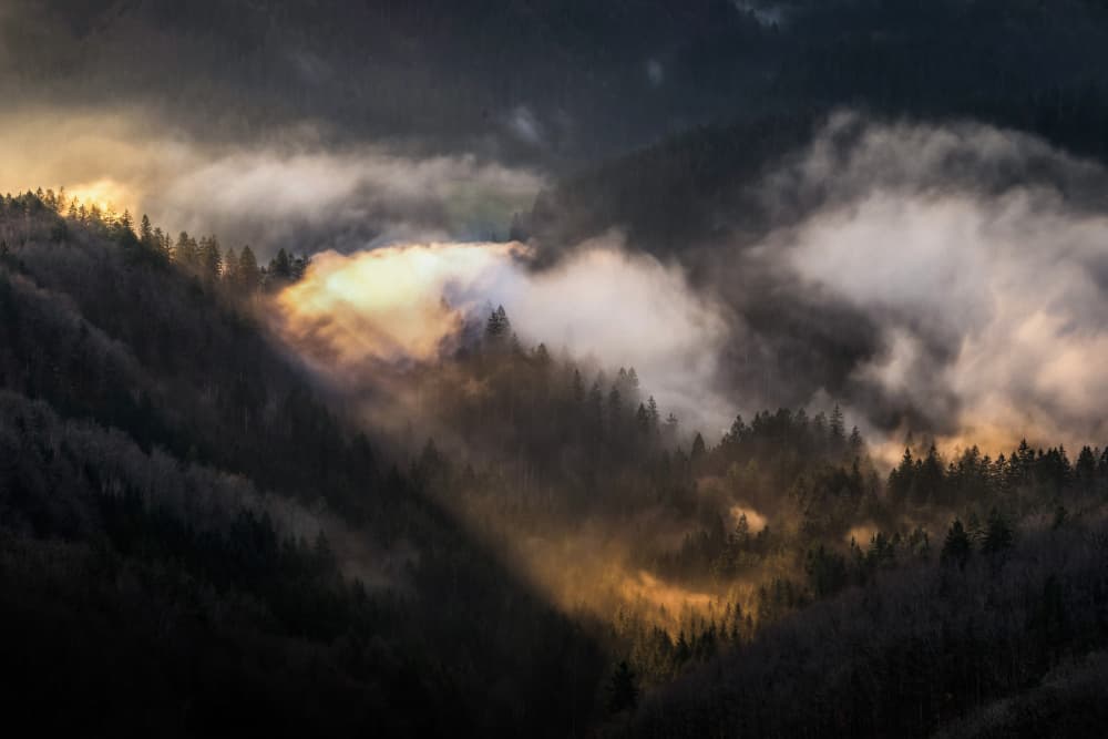 Misty Mountain Glow by Joško Šimic — canvas wall art
