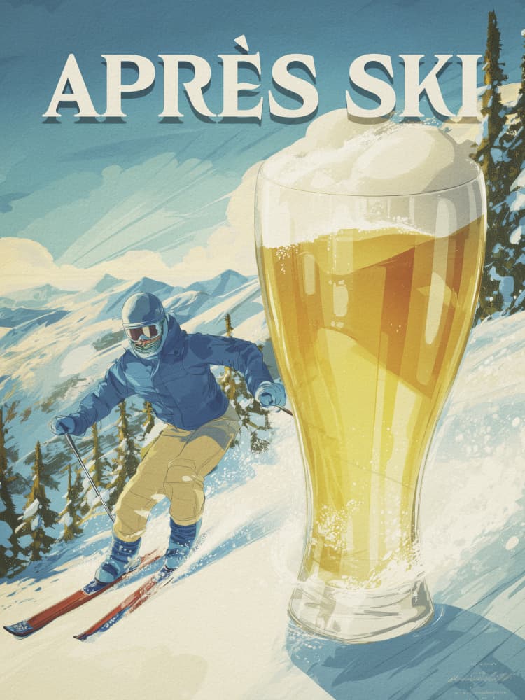 Après Ski Mountain Beer by Andreas Magnusson — canvas wall art