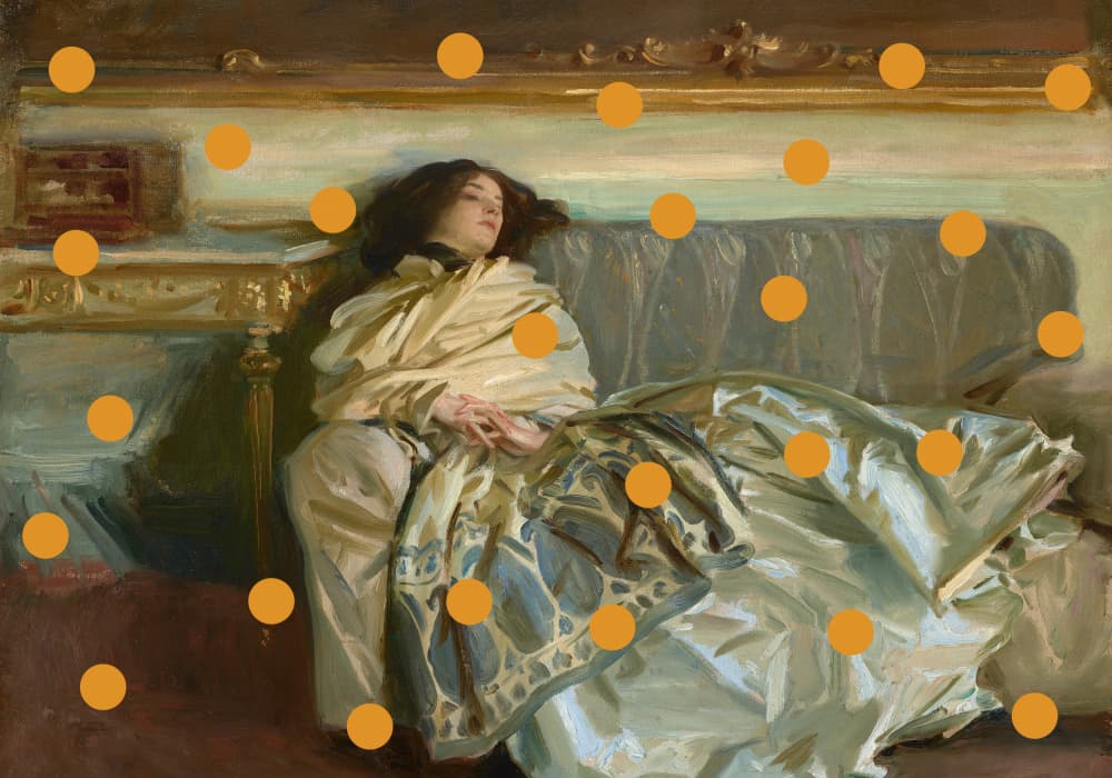 Pensive Woman on Sofa by The Art Concept — canvas wall art