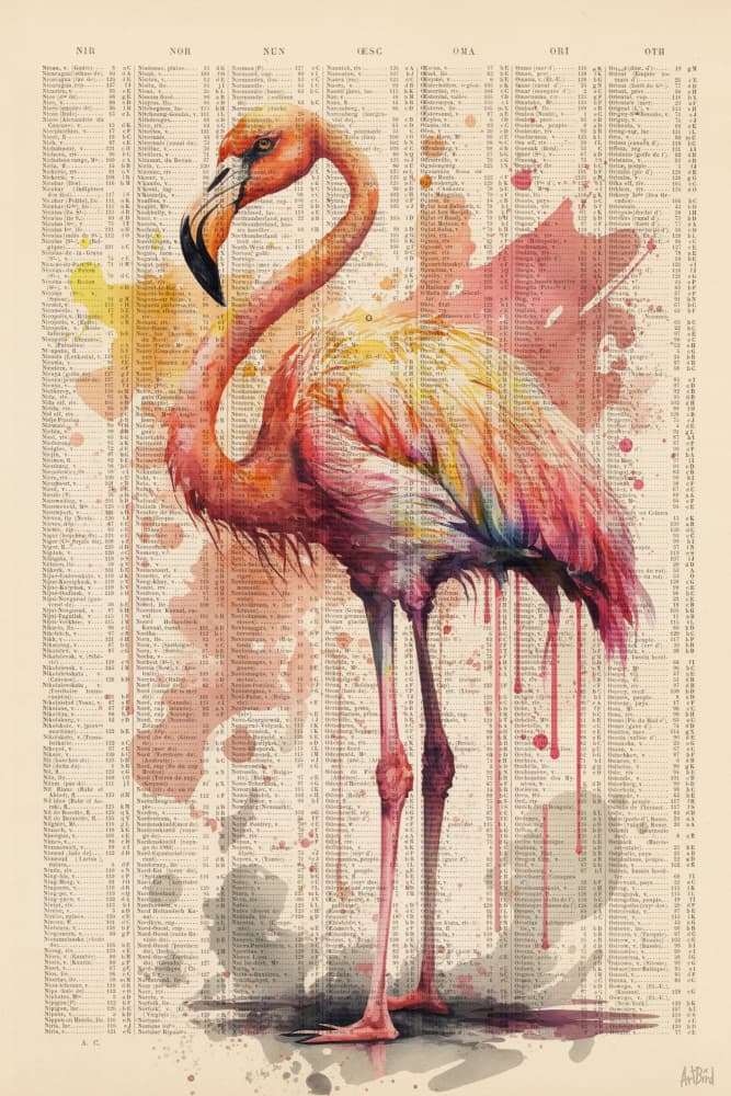 Vibrant Watercolor Flamingo by thomas chedeville — canvas wall art