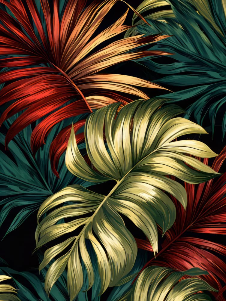 Exotic Tropical Leaves by Bilge Paksoylu — canvas wall art