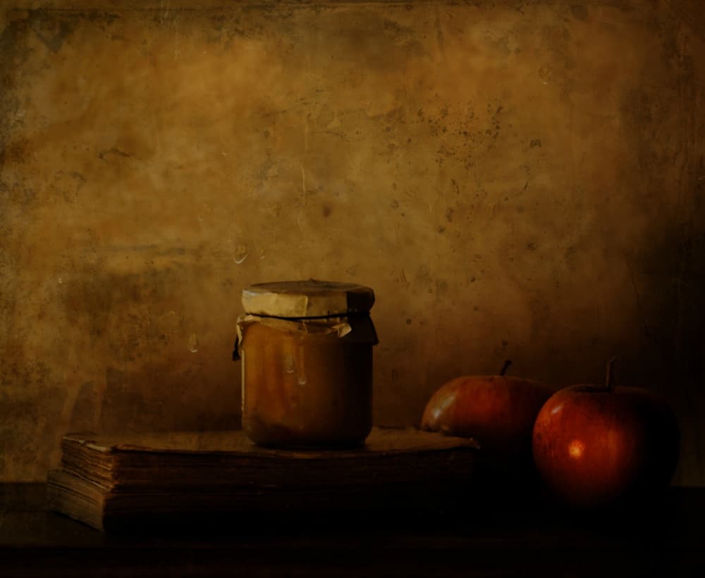 Rustic Jar and Apples by Delphine Devos — canvas wall art